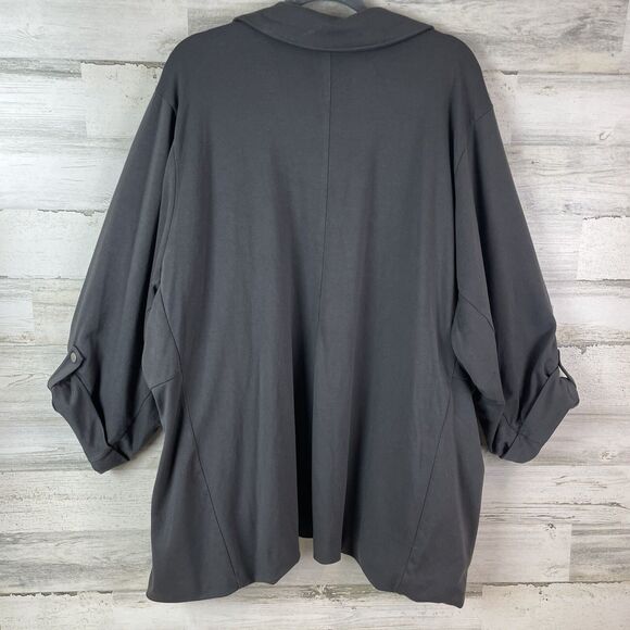 Torrid Jacket Jersey Knit Blazer Women’s 6X Open Front Gray 3/4 Roll-Tab - Picture 10 of 12